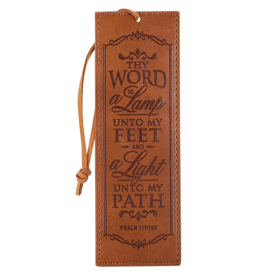 Bookmark | Faux Leather Brown Thy Word is a Lamp Ps. 119:105