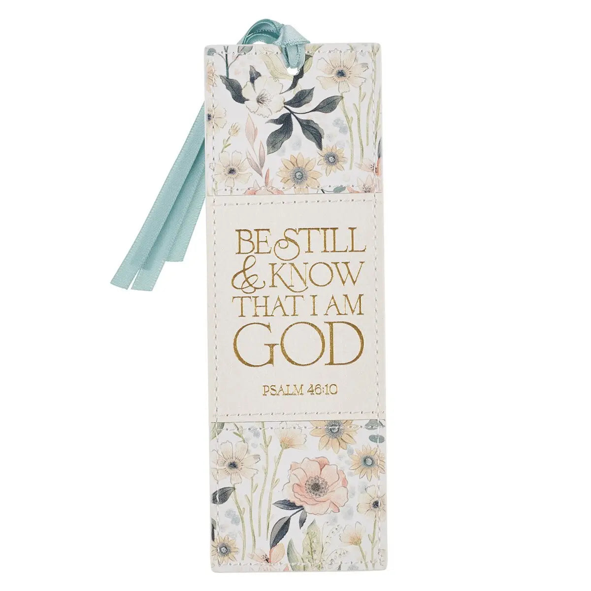 Bookmark | Faux Leather White Be Still Ps. 46:10
