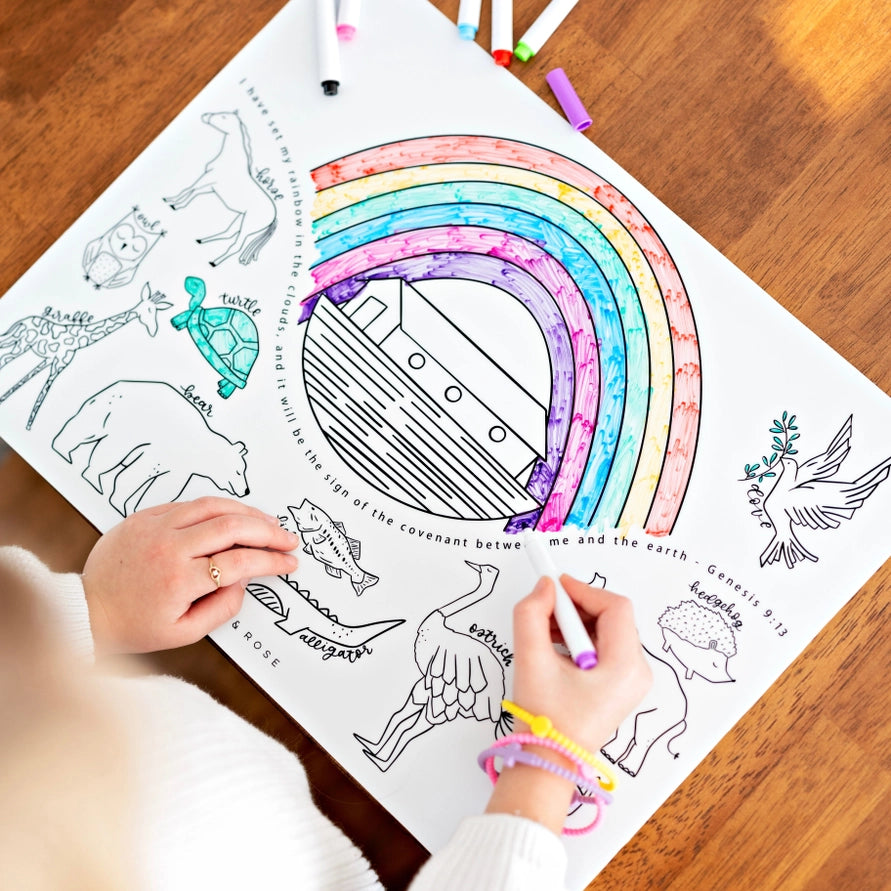 Children's Coloring Mat | Noahs Ark & Fruit of the Spirit