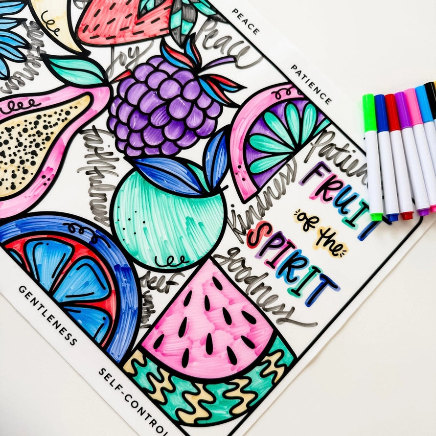 Children's Coloring Mat | Noahs Ark & Fruit of the Spirit