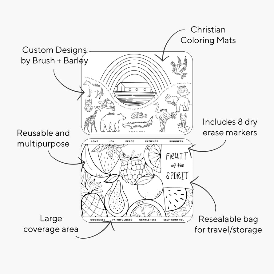 Children's Coloring Mat | Noahs Ark & Fruit of the Spirit