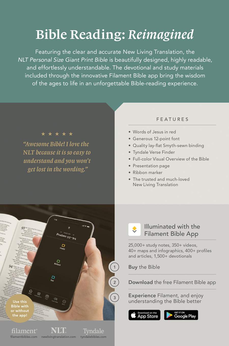 Bible | NLT Personal Size, Giant Print