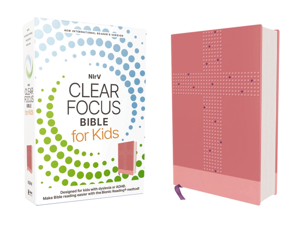 Bible | NIrV, Clear Focus Bible For Kids, Leathersoft, Pink