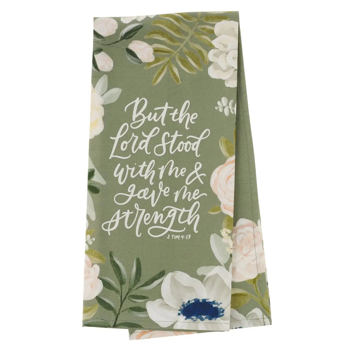 Tea Towel | Green Floral The Lord Stood With Me 2 Tim. 4:17