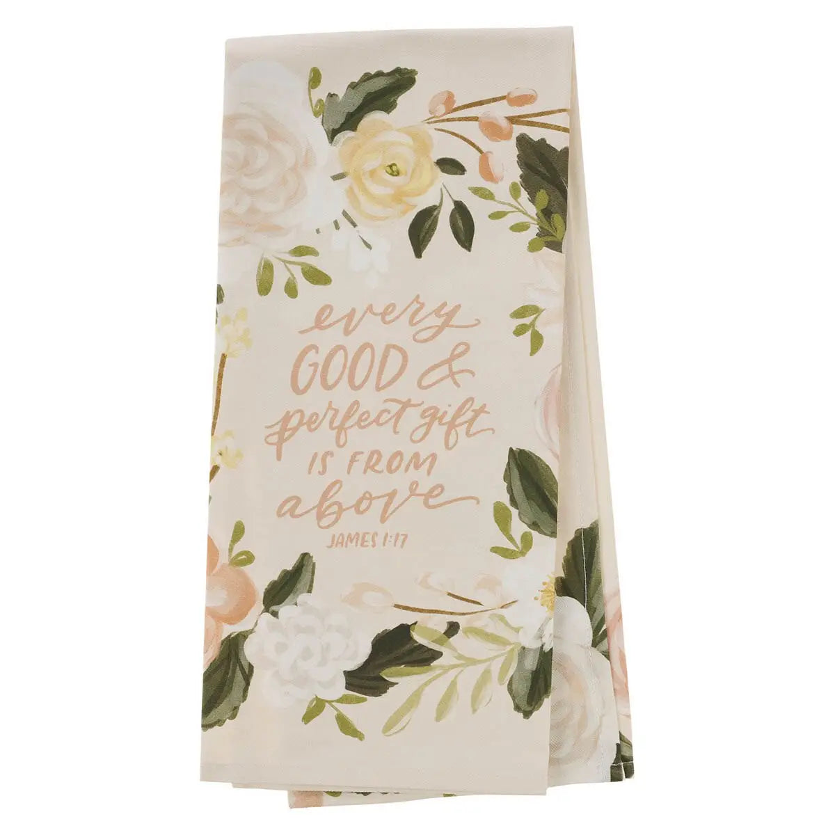 Tea Towel | Pink Floral Every Good & Perfect Gift James 1:17