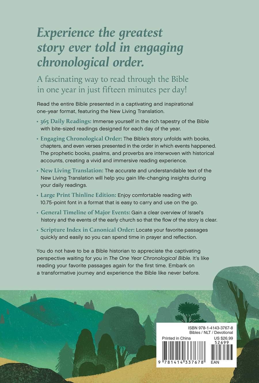 Bible | NLT One Year Chronological Bible, Large Print