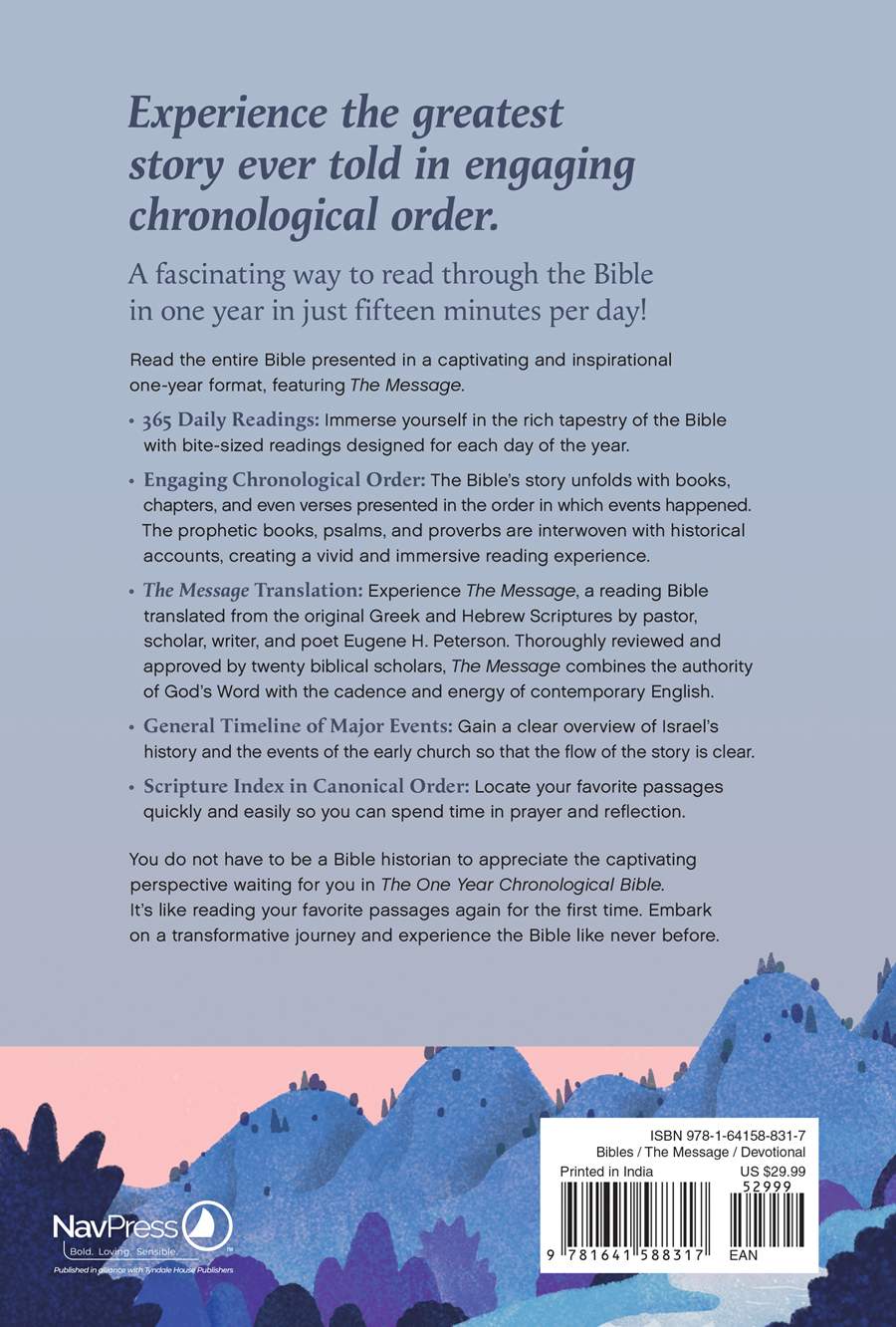 Bible | The Message, One Year Chronological Bible, Large Print
