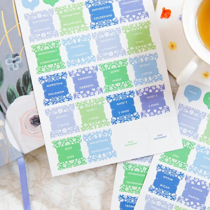 Bible Tabs | Floral Blue & Green
