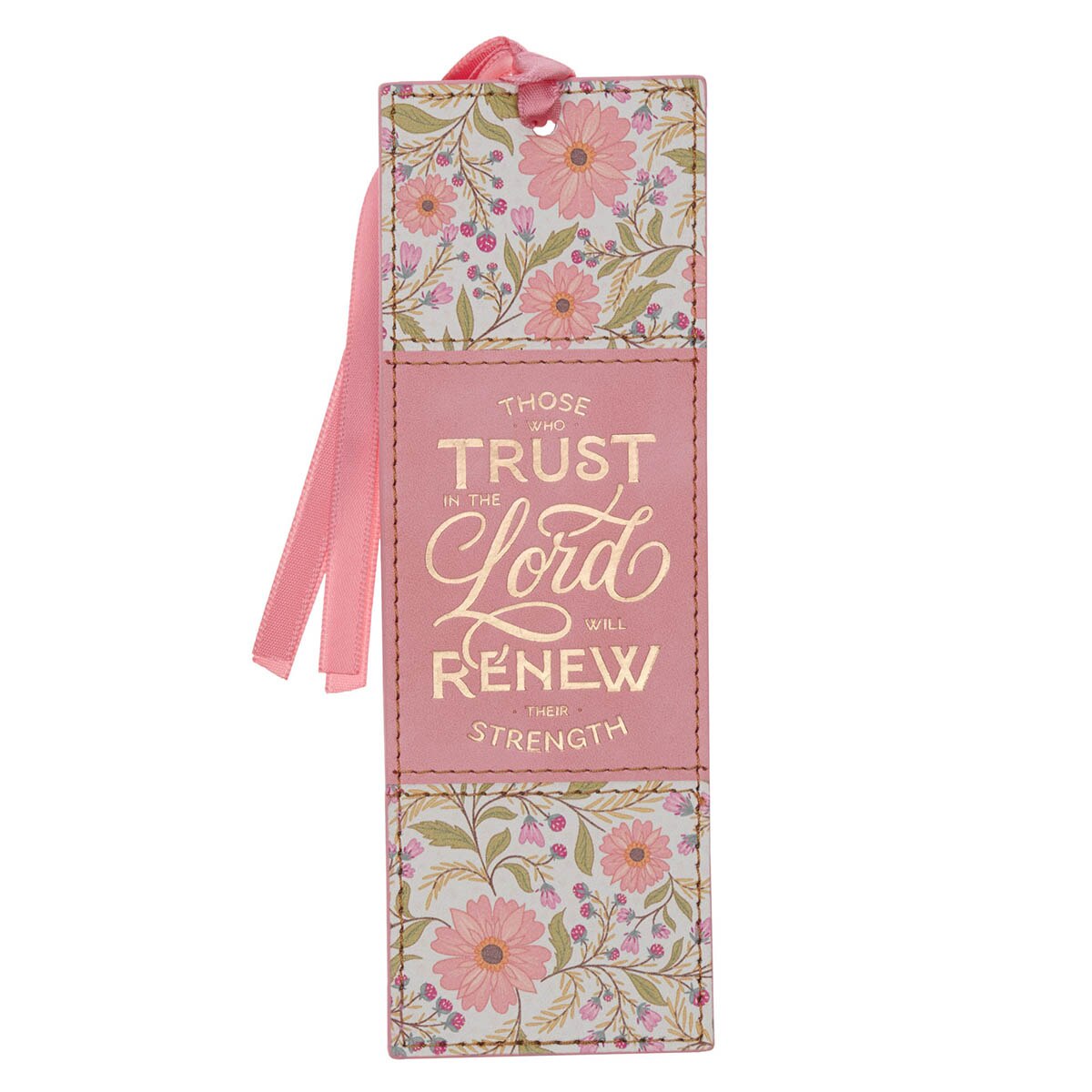 Bookmark | Faux Leather Coral Trust In The Lord Isa 40:31