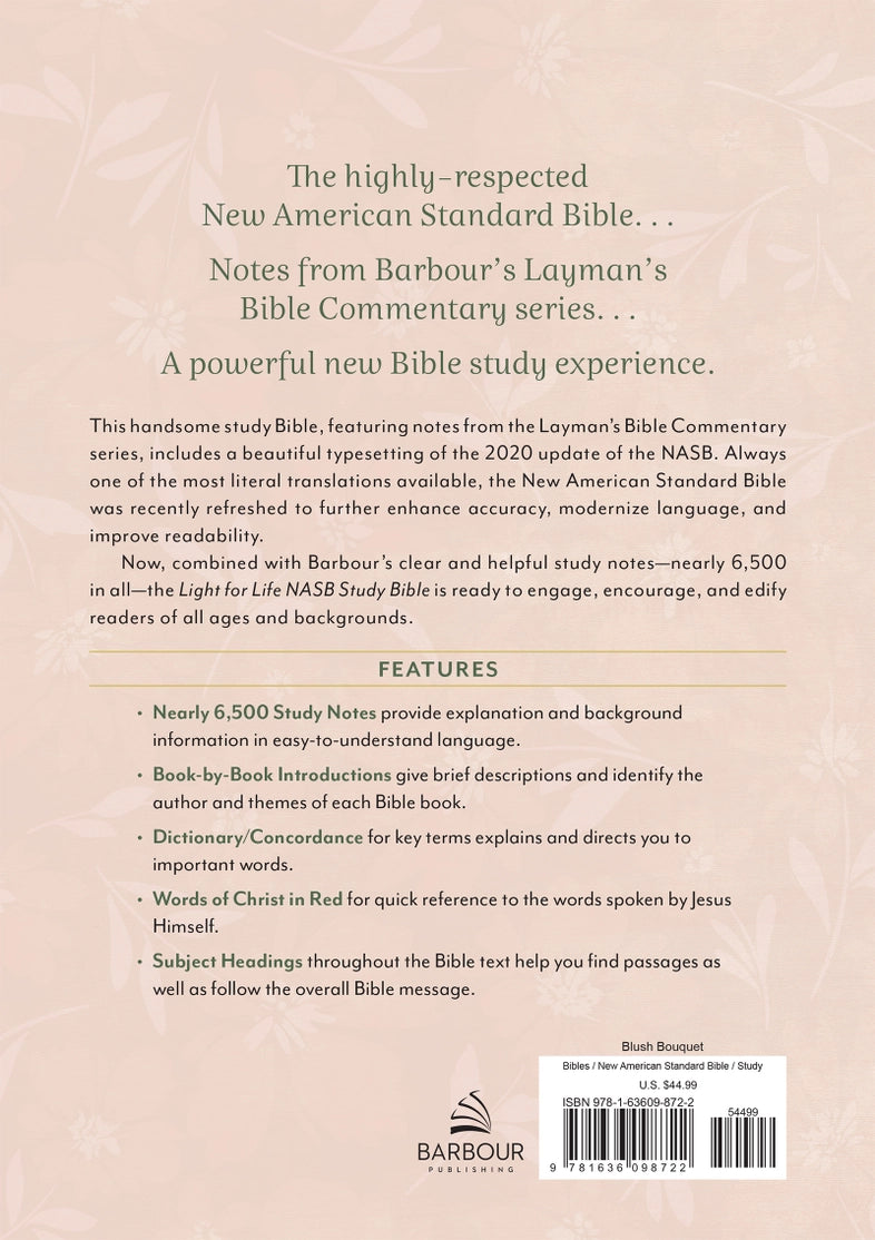 Bible | Light for Life NASB Study Bible- Blush Bouquet