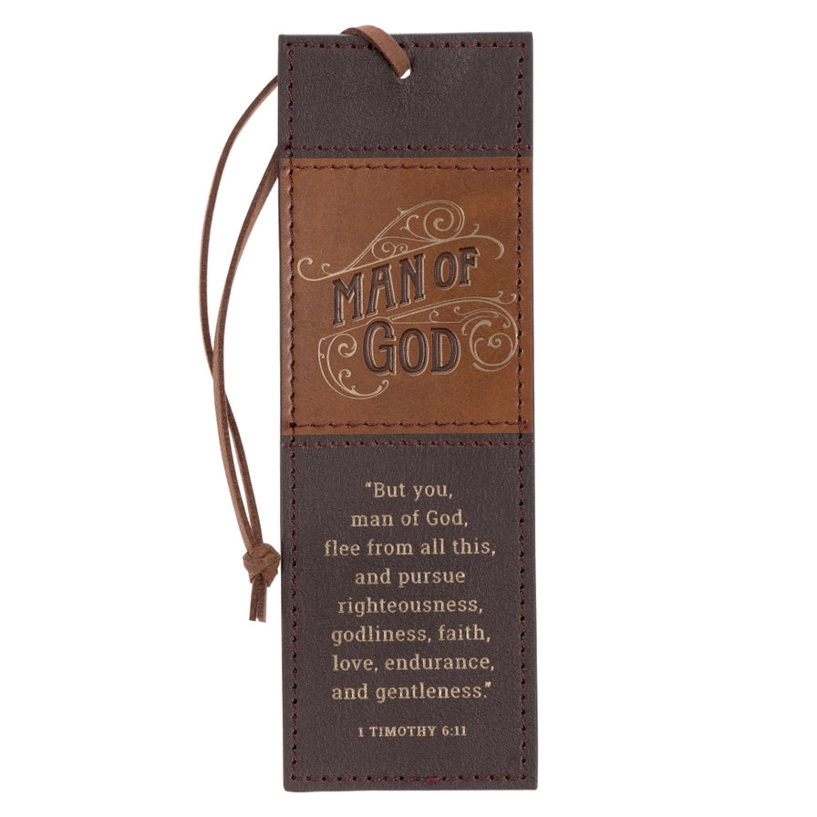 Bookmark |Faux Leather Brown Man of God 1 Tim. 6:11