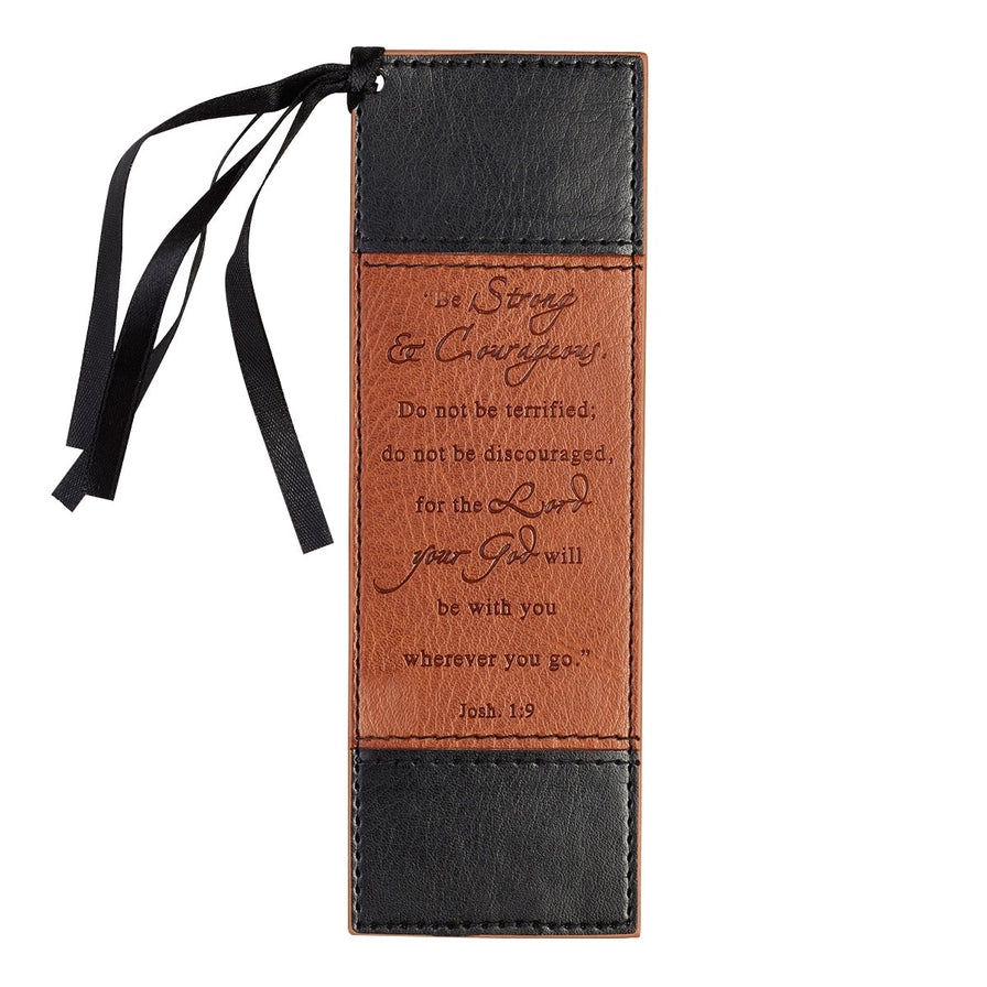 Bookmark | Faux Leather Black/Brown Be Strong Josh. 1:9